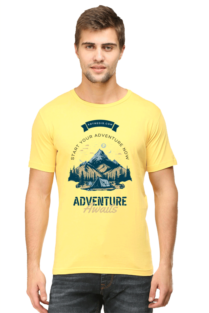 Artredis Men Cotton Printed Regular Fit T-Shirts |Adventure Awaits| | Half Sleeves | Round Neck