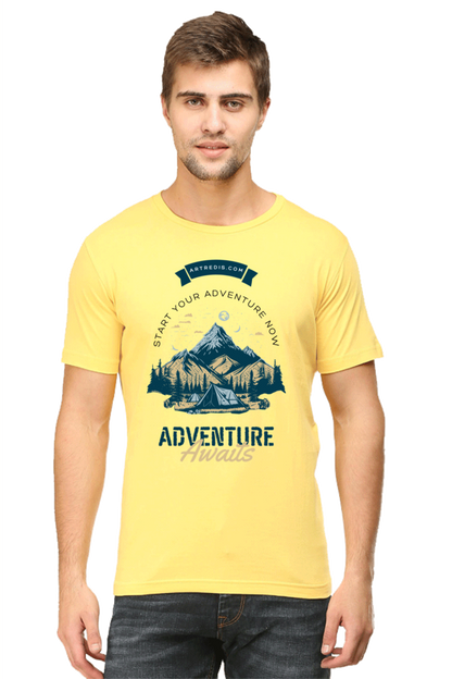 Artredis Men Cotton Printed Regular Fit T-Shirts |Adventure Awaits| | Half Sleeves | Round Neck