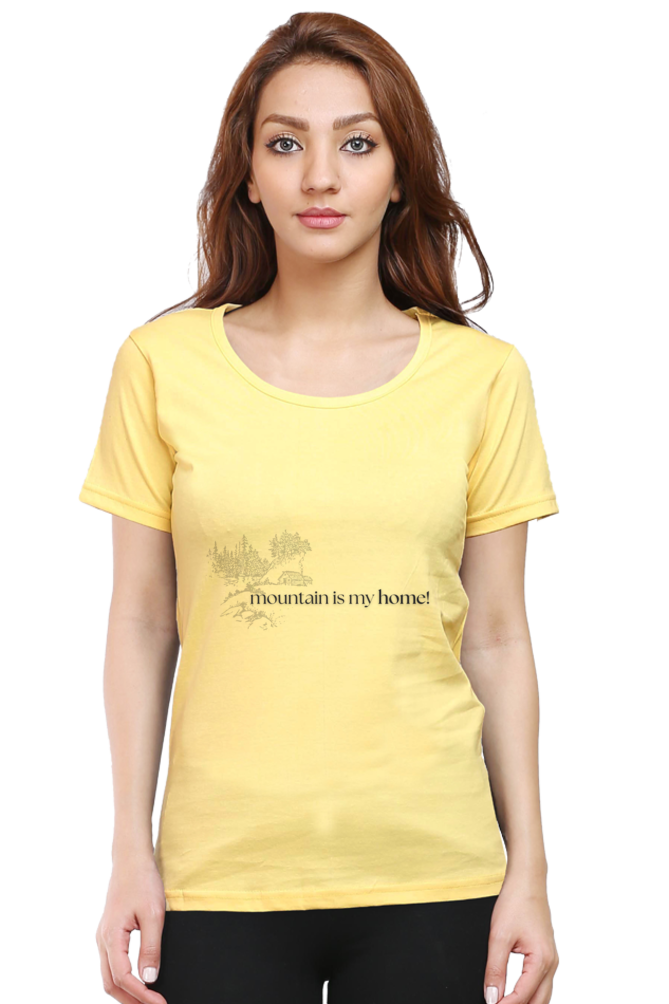 Artredis Women Cotton Printed Regular Fit T-Shirts |Mountain Home| Half Sleeves | Round Neck