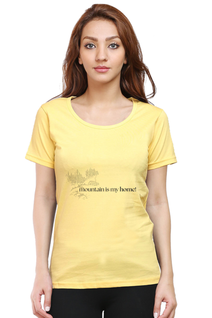 Artredis Women Cotton Printed Regular Fit T-Shirts |Mountain Home| Half Sleeves | Round Neck