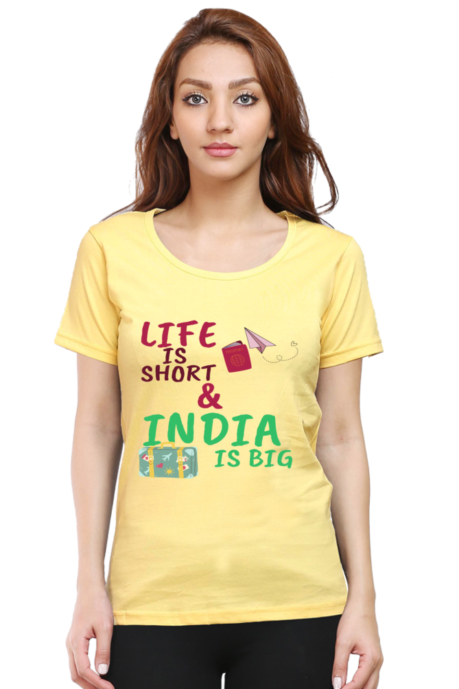 Artredis Women Cotton Printed Regular Fit T-Shirts | Life is Short| Half Sleeves | Round Neck