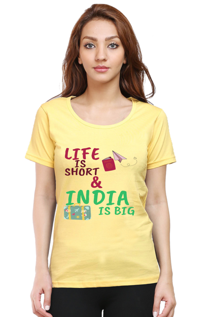 Artredis Women Cotton Printed Regular Fit T-Shirts | Life is Short| Half Sleeves | Round Neck