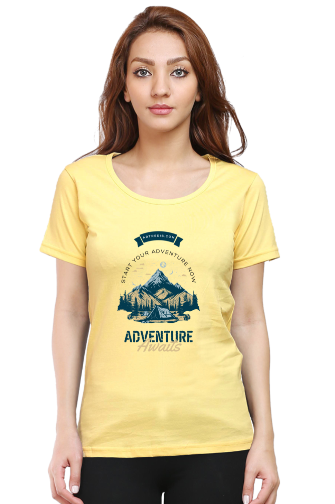 Artredis Women Cotton Printed Regular Fit T-Shirts |Adventure Awaits| Half Sleeves | Round Neck