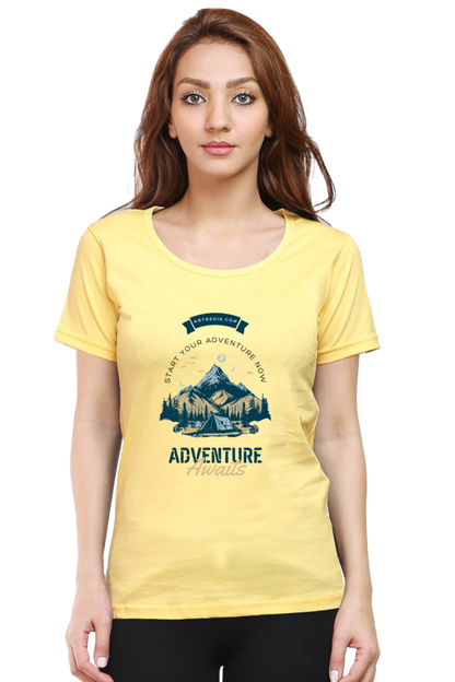 Artredis Women Cotton Printed Regular Fit T-Shirts |Adventure Awaits| Half Sleeves | Round Neck