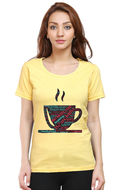 Artredis Women Cotton Regular All Over Print T-Shirts | India Cup| Half Sleeves | Round Neck