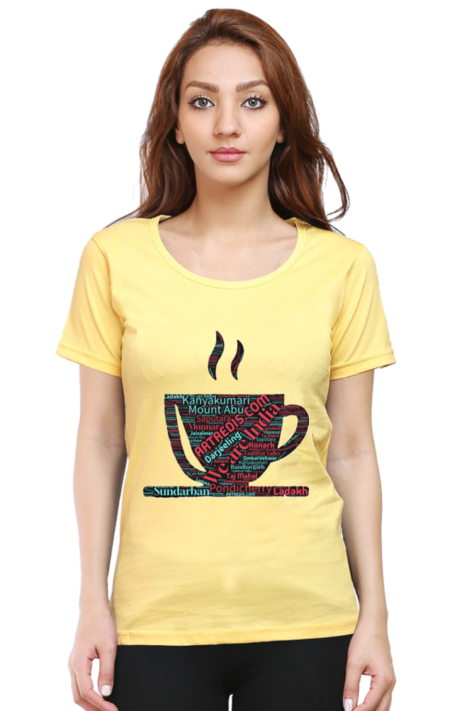 Artredis Women Cotton Regular All Over Print T-Shirts | India Cup| Half Sleeves | Round Neck