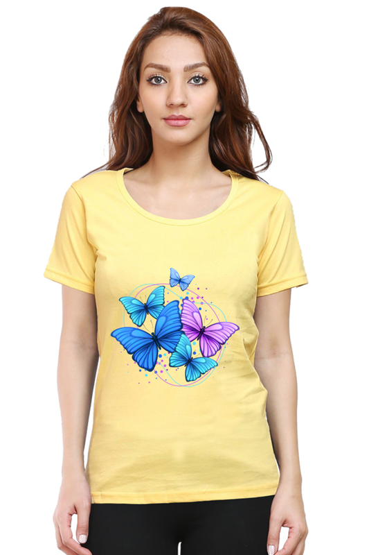 Artredis Women Cotton Printed Regular Fit T-Shirts |Butterfly| | Half Sleeves | Round Neck