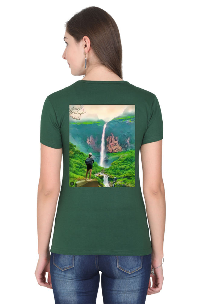 Artredis Women Cotton Printed Regular Fit T-Shirts |Nanemachi Falls| Half Sleeves | Round Neck