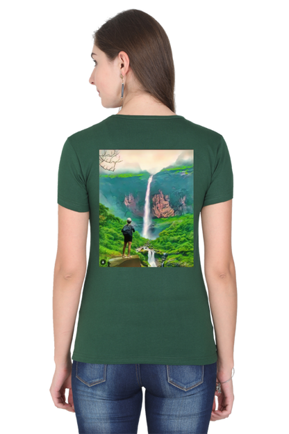 Artredis Women Cotton Printed Regular Fit T-Shirts |Nanemachi Falls| Half Sleeves | Round Neck