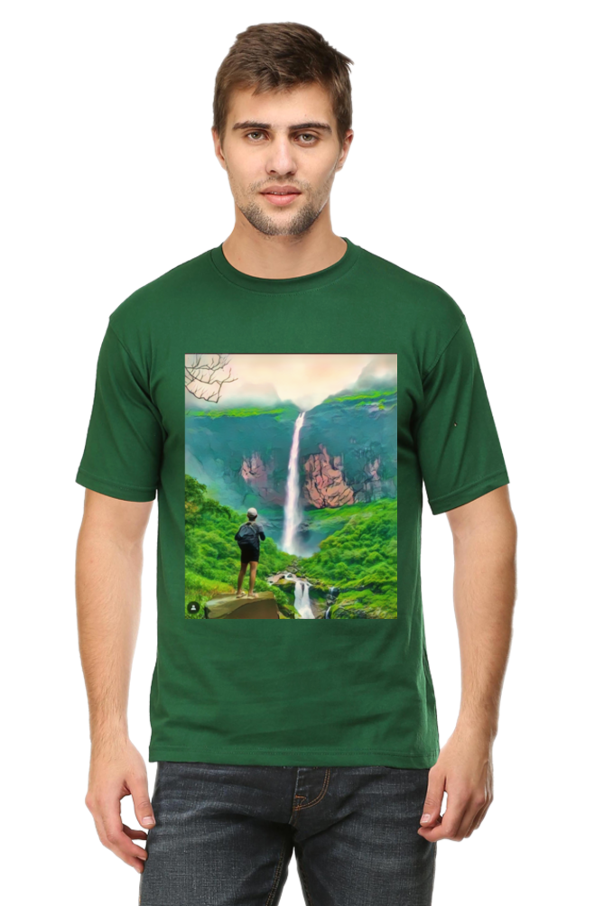 Artredis Men Cotton Printed Regular Fit T-Shirts |Nanemachi Falls| | Half Sleeves | Round Neck