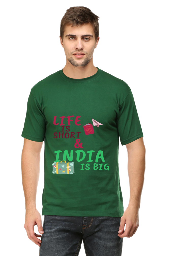 Artredis Men Cotton Printed Regular Fit T-Shirts |Life is Short | Round Neck