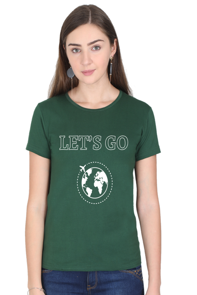 Artredis Women Cotton Regular All Over Print T-Shirts | Lets Go| Half Sleeves | Round Neck