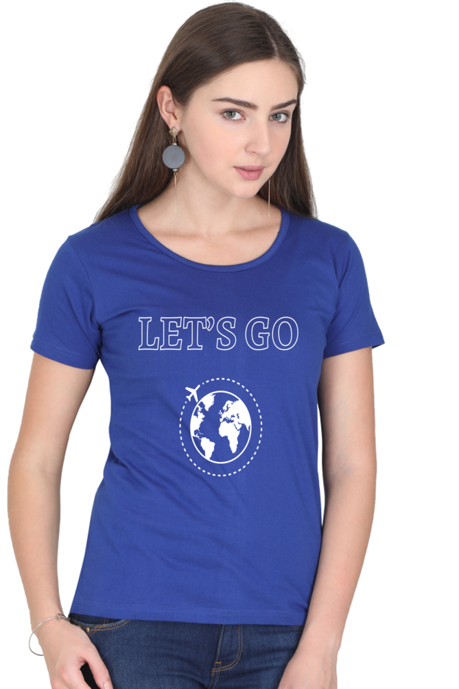 Artredis Women Cotton Regular All Over Print T-Shirts | Lets Go| Half Sleeves | Round Neck