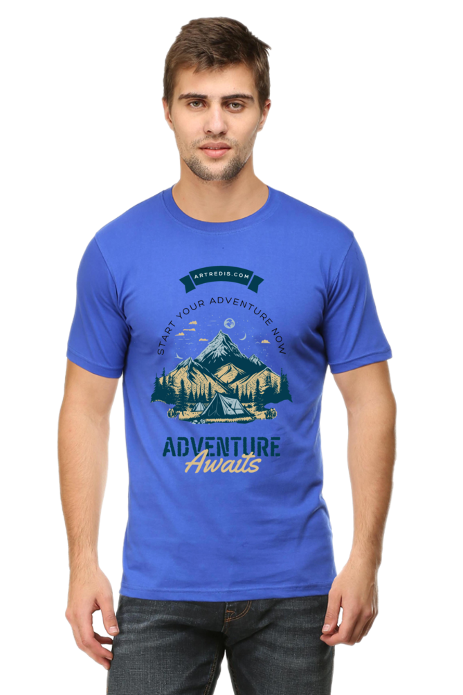 Artredis Men Cotton Printed Regular Fit T-Shirts |Adventure Awaits| | Half Sleeves | Round Neck