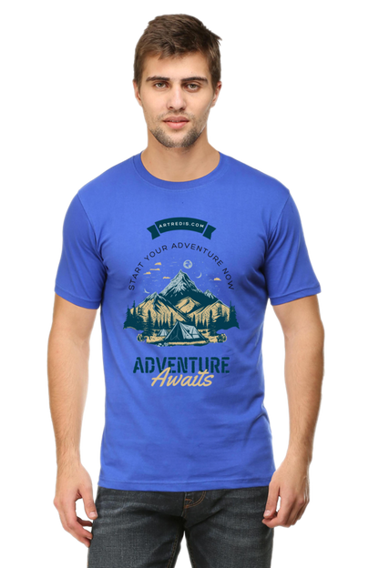 Artredis Men Cotton Printed Regular Fit T-Shirts |Adventure Awaits| | Half Sleeves | Round Neck